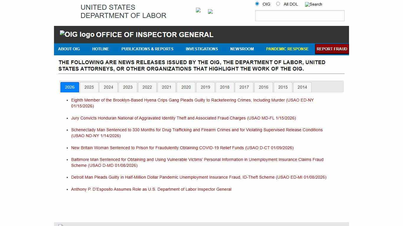 Office of Inspector General - News Releases